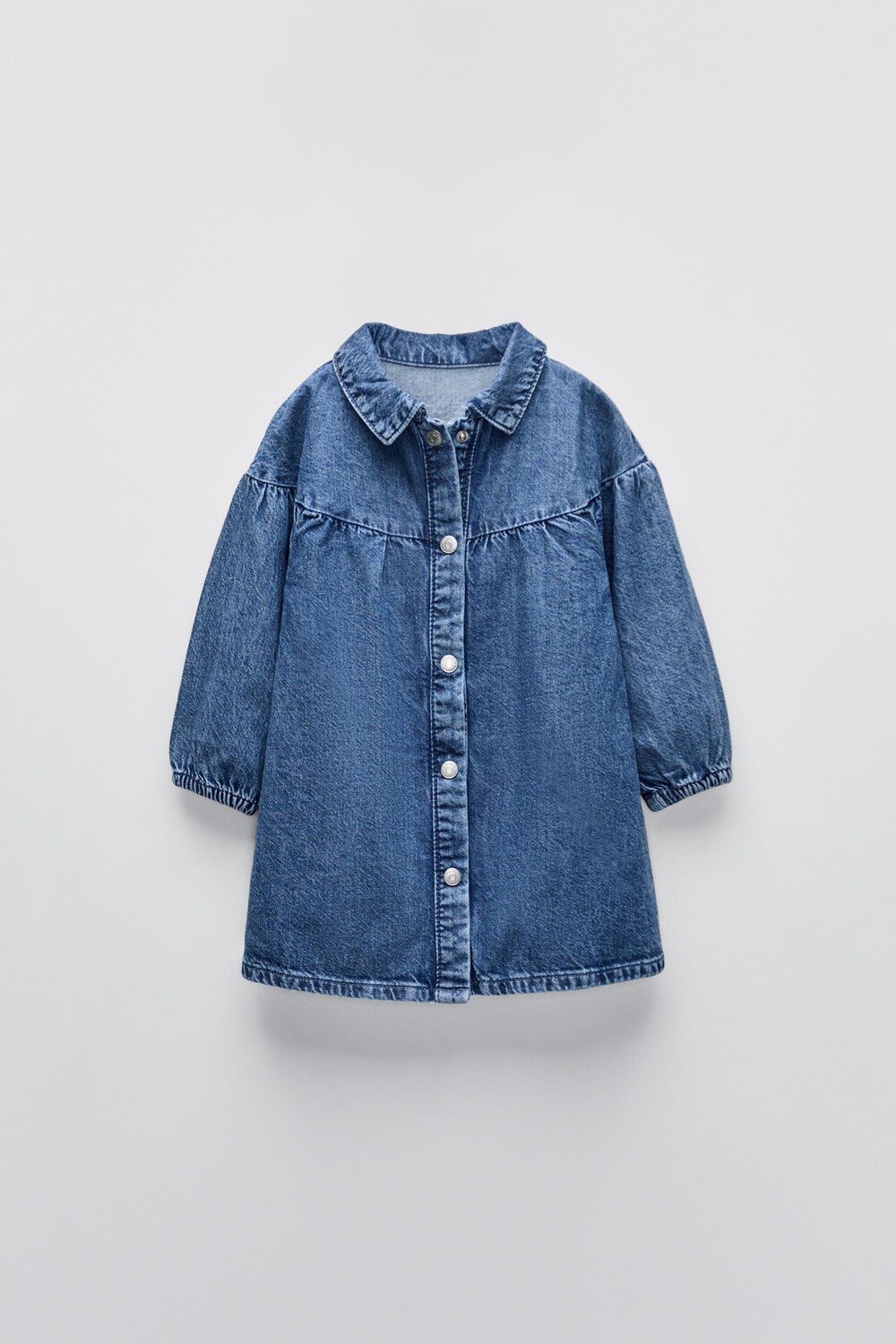 

Джинсовое платье с вышитой этикеткой ZARA, средне-синий