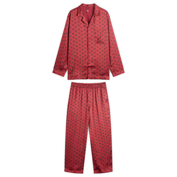 

Комплект для сна из атласа Skims, красный heart halfdrop