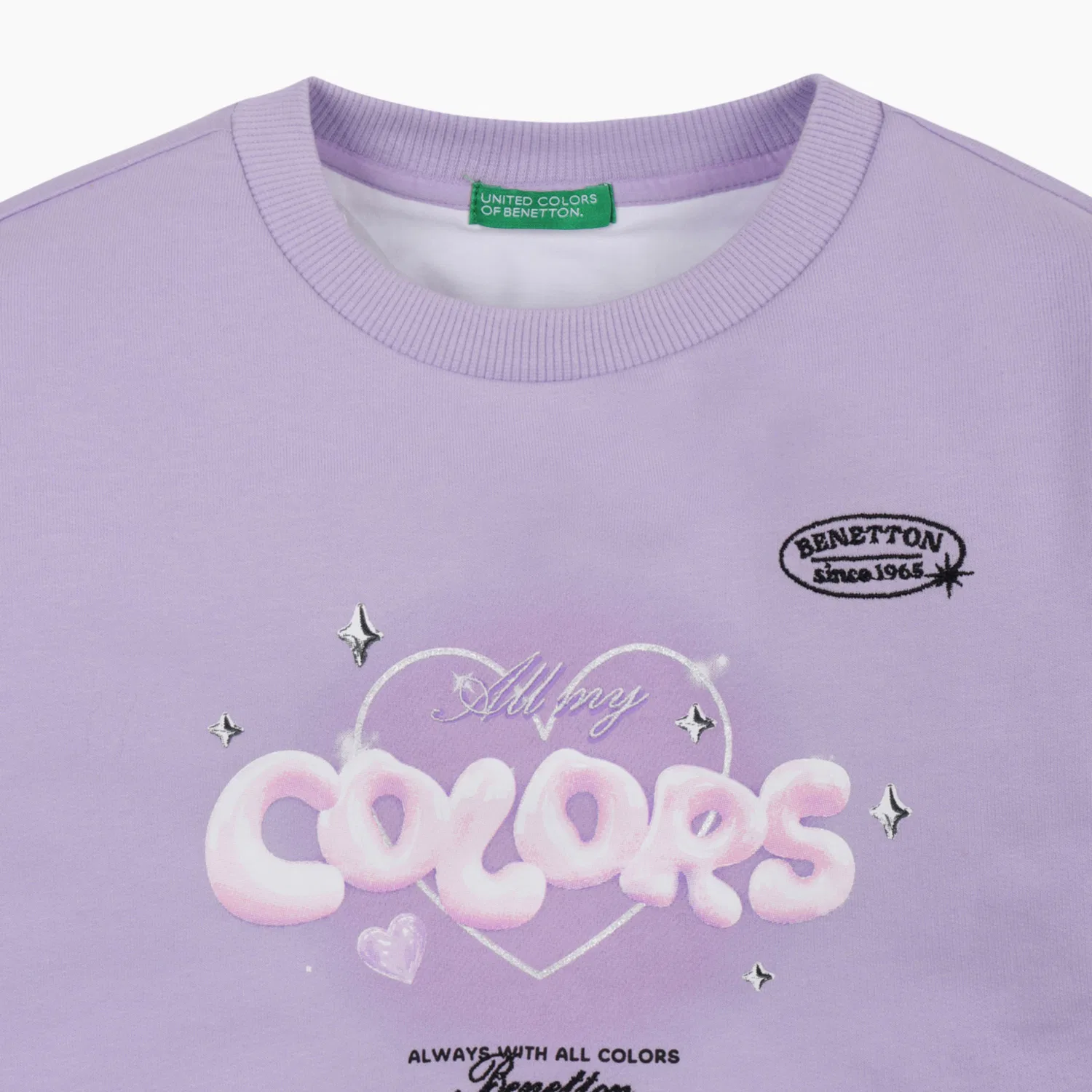 Детский укороченный свитшот Layered, фиолетовый, от Benetton Kids — фото 3