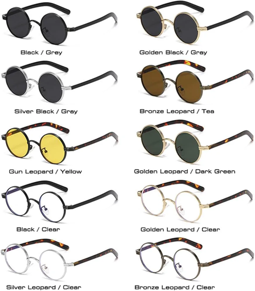 

Солнцезащитные очки UV400 - маленькие круглые металлические панк-очки для женщин и мужчин, для бега и занятий спортом на открытом воздухе UYPTK, Golden Black Gray