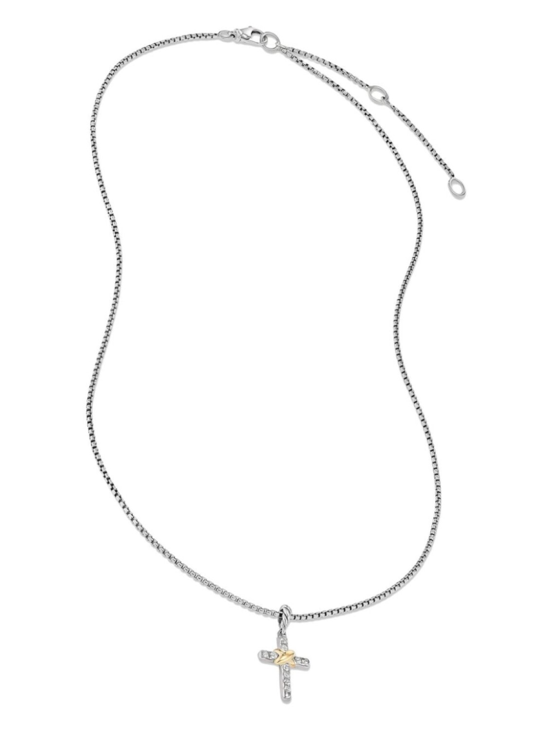 

Бриллиантовое колье Petite Cross из стерлингового серебра David Yurman, серебряный