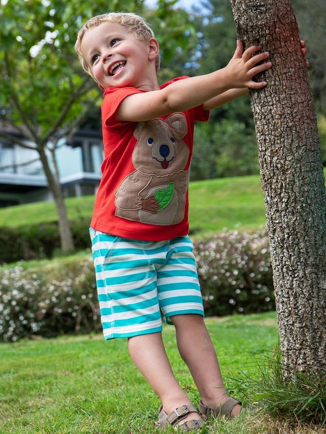 Детские солнечные шорты из органического хлопка Frugi, цвет Sea Moss Stripe — фото 2