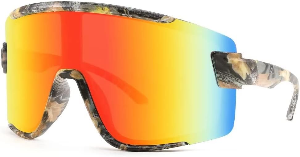 

Солнцезащитные очки Karsaer Vision Big Shield Wraparound для мужчин и женщин, неоновые солнцезащитные очки с козырьком, для велоспорта и лыжного спорта, в стиле 80-х и 90-х, Orange Mirror