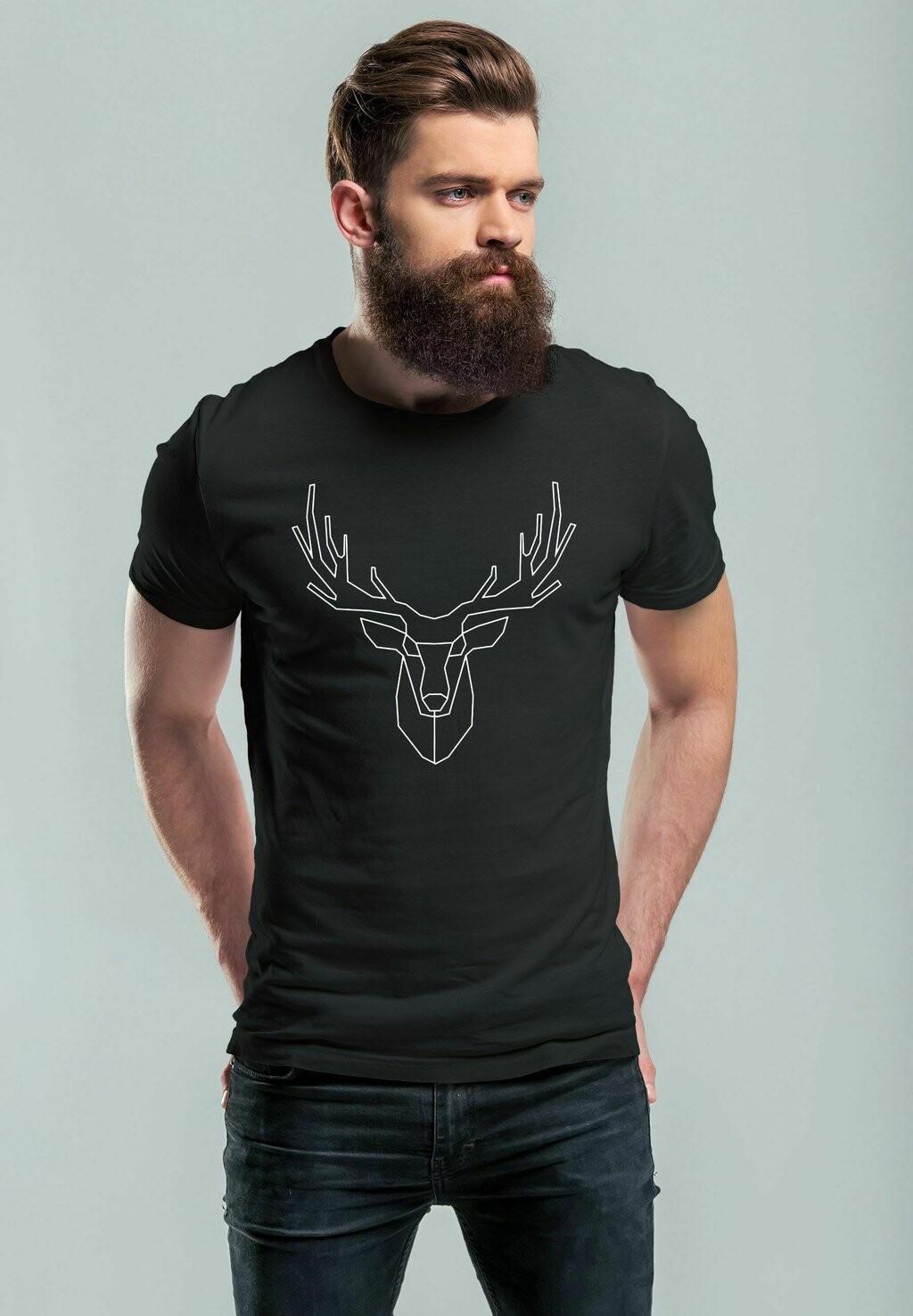 

Футболка с принтом HIRSCH POLYGON GEWEIH GEOMETRISCH FORMEN Neverless, цвет schwarz