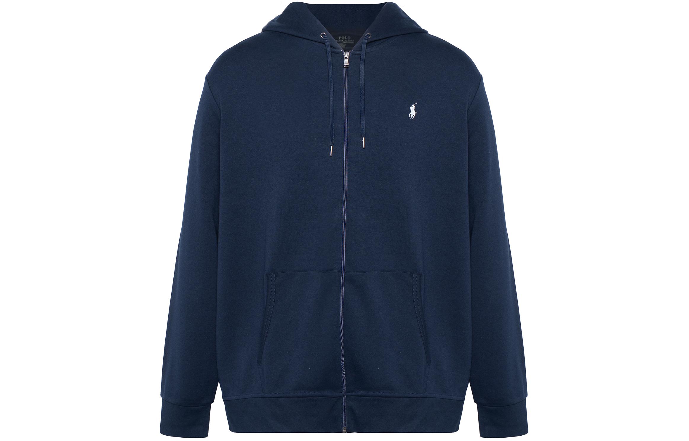 Поло худи с вышитым логотипом на молнии и шнурком Polo Ralph Lauren, синий — фото 4