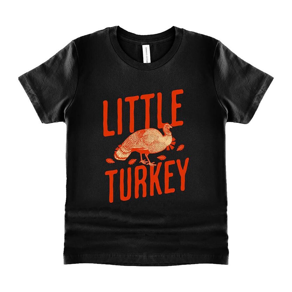 

Оранжевая футболка с короткими рукавами и рисунком Little Turkey для малышей The Juniper Shop, черный