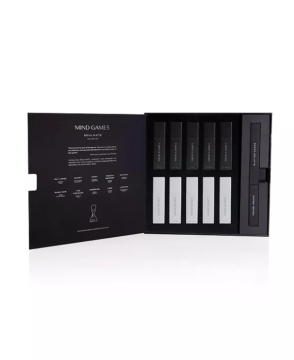

Набор из 10 предметов Soulmate Discovery Limited Edition — мини-набор духов для женщин и мужчин — роскошный набор ароматов для подарков — набор образцов дизайнерских духов Mind Games, black