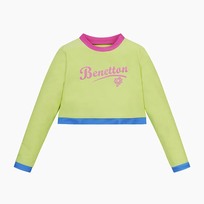 Детский зелёный комплект для плавания с принтом пальм от Benetton Kids — фото 3