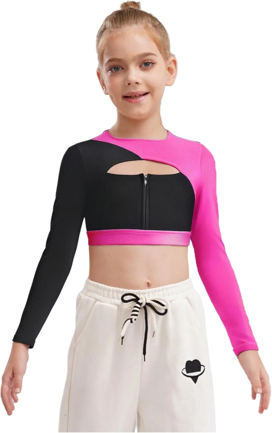 Детская спортивная футболка с длинным рукавом TiaoBug, Hot Pink