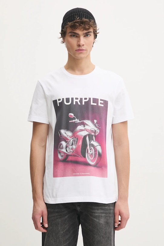 

Хлопковая футболка CLEAN JERSEY SS TEE Purple Brand, белый