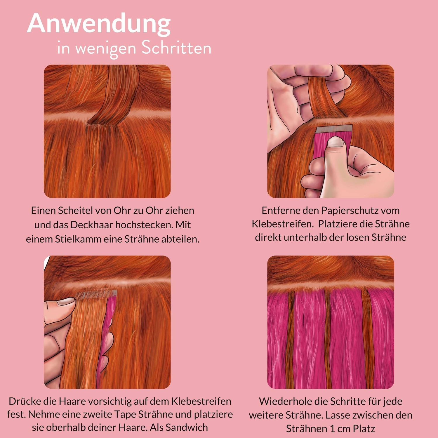 Накладные волосы tape extensions premium echthaar #55/65 hellbraun intensiv violett-mahagoni Hair2Heart, 60cm, количество 1 шт. — фото 4