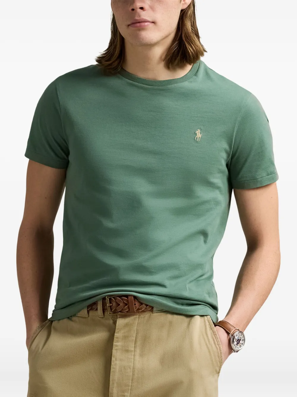 Футболка с вышитым логотипом POLO RALPH LAUREN, зеленый — фото 3