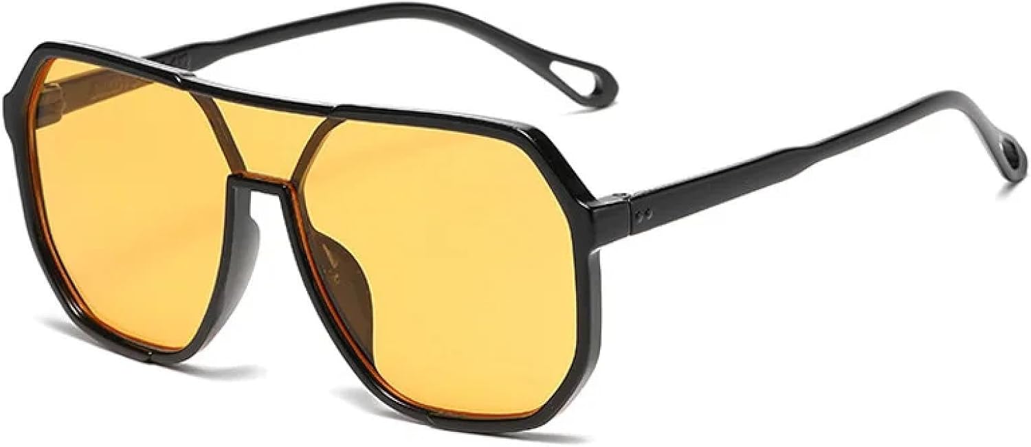 

Солнцезащитные очки в пластиковой оправе для женщин, с двойной перемычкой, цельные, модные, для мужчин, для активного отдыха и спорта, в тренде TVTBBVV, Black-orangeyellow