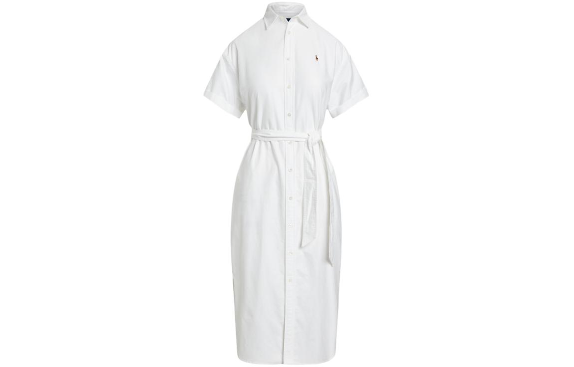 

Polo Ralph Lauren Женское белое платье с коротким рукавом SS24