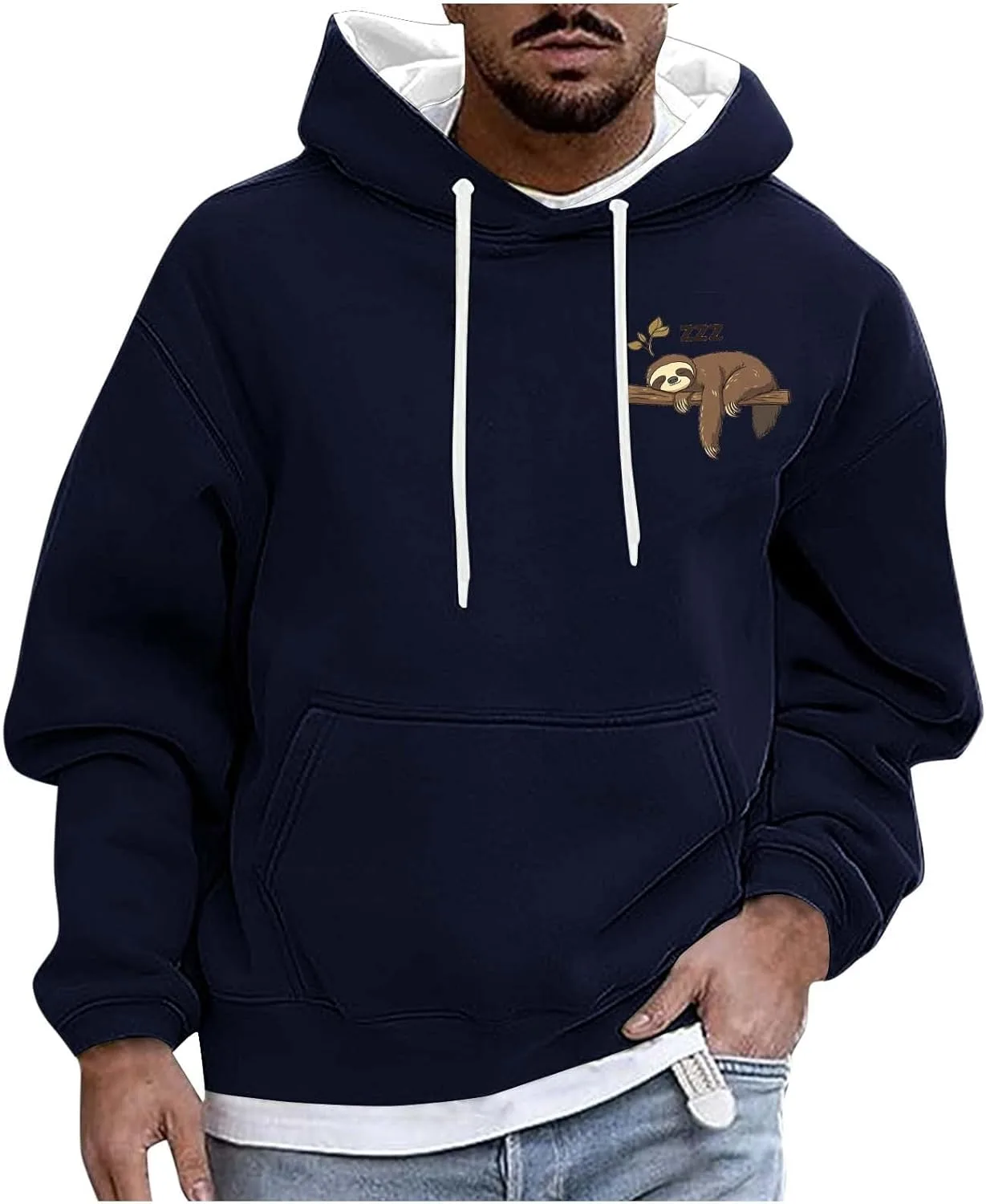 

Мужская худи с капюшоном на молнии и длинными рукавами