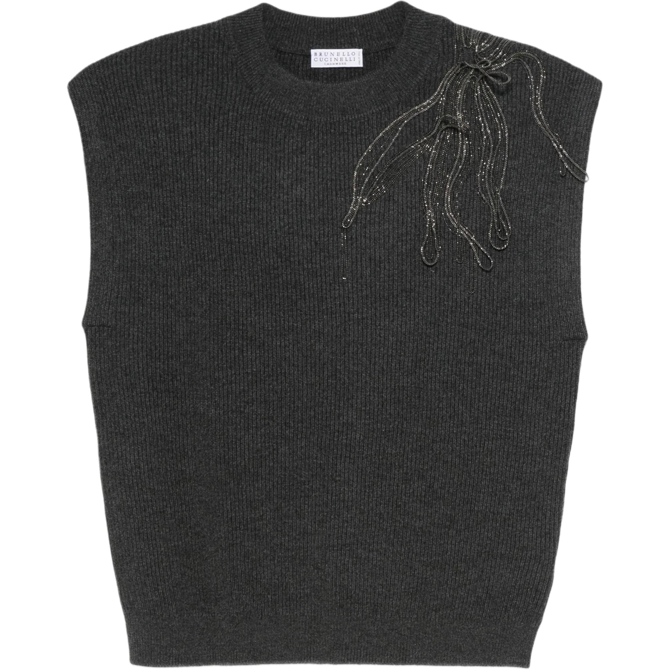 

Украшенный вязаный жилет Brunello Cucinelli, серый