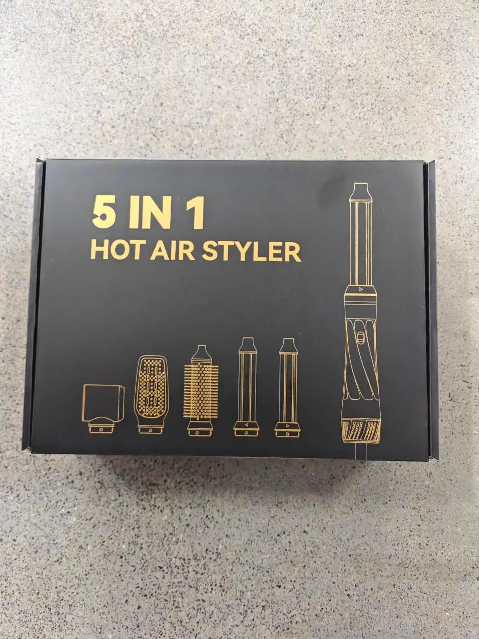 Набор для укладки волос 5 в 1 Hair Dryer Comb с горячим воздухом, бело-золотой Carsminders — фото 2