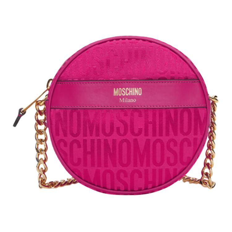 

Полиэстеровая маленькая круглая сумка через плечо женская розовая MOSCHINO