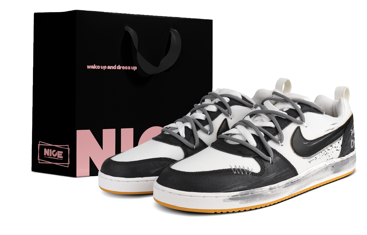 

Nike Мужские скейтерские кроссовки Court Borough Abrasion Resistant Low top Black White