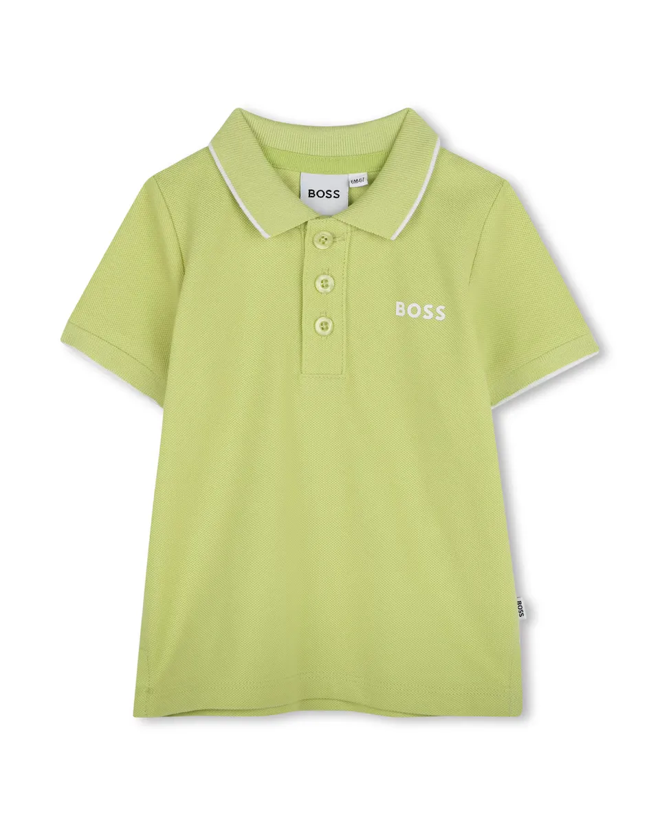 

Рубашка поло для мальчика зеленого хлопкового цвета BOSS Kidswear, зеленый