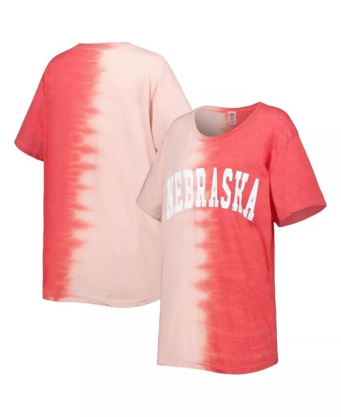 

Женская футболка Scarlet с эффектом потертости Nebraska Huskers Find Your Groove с разделенным краем Gameday Couture