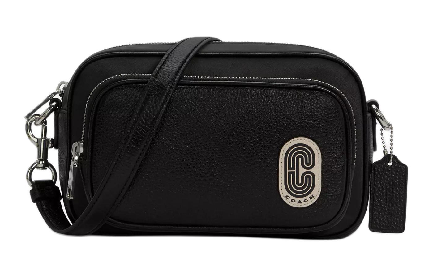 

COACH Сумка через плечо Court Fabric с кожаными вставками, маленькая женская, черная