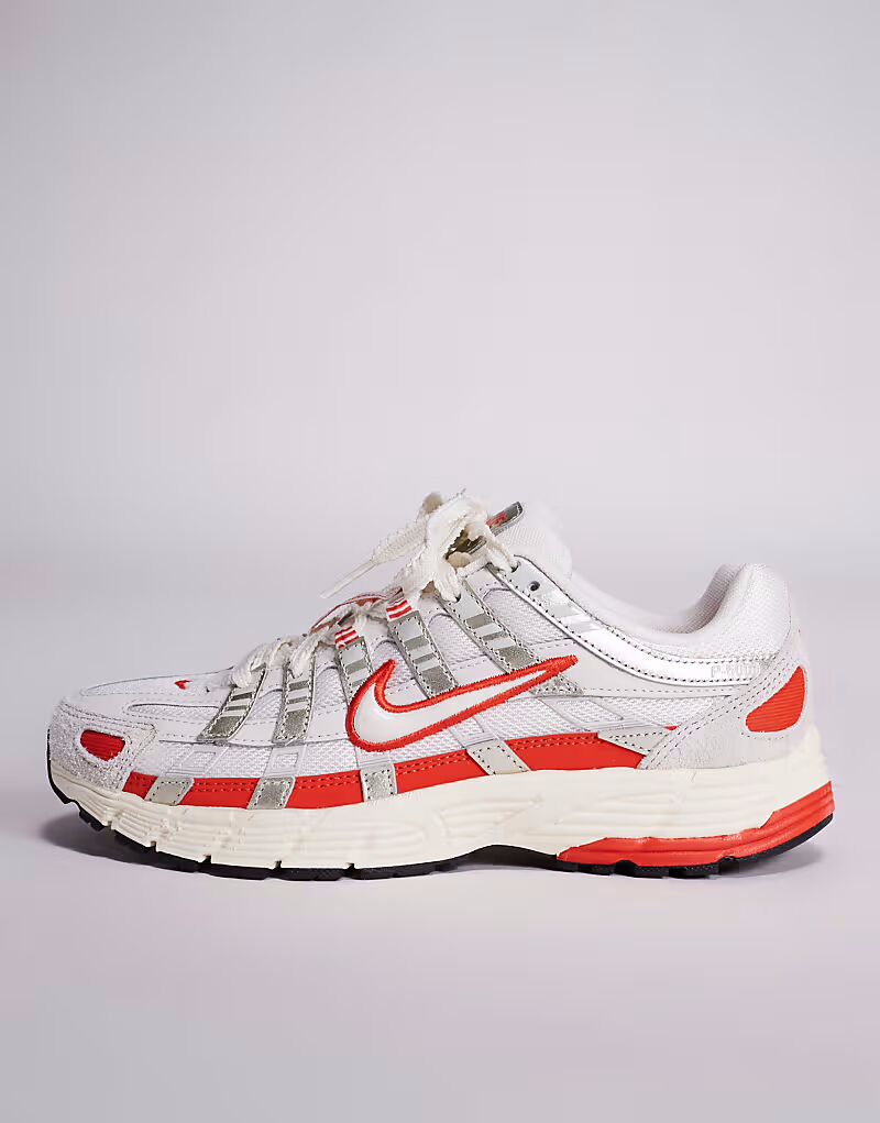 Кроссовки Nike P-6000 в кремово-белом и красном цветах — фото 2