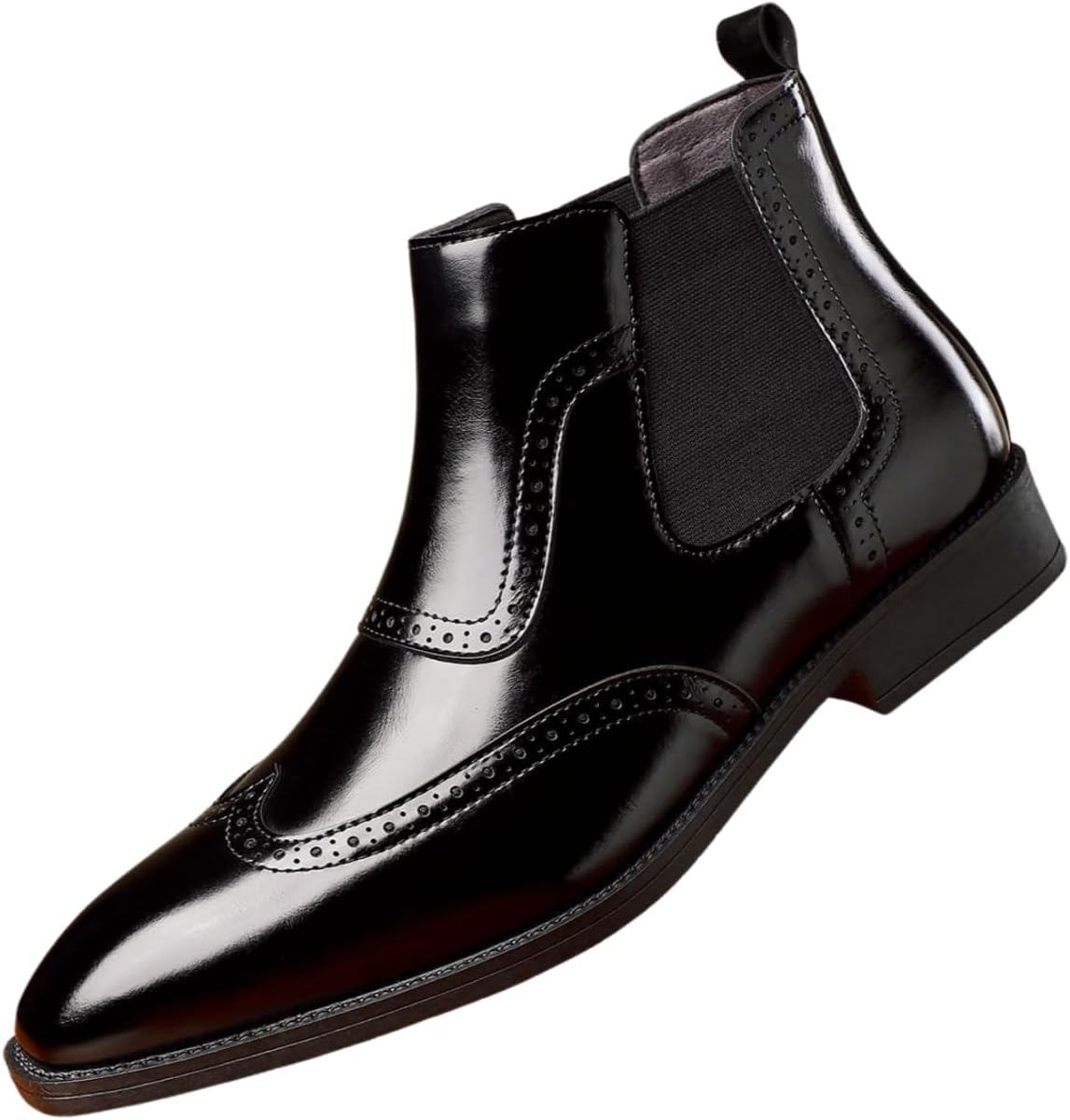 

Мужские кожаные ботинки Chelsea Santimon с брогированием, формальные и повседневные слипоны на щиколотку, черный