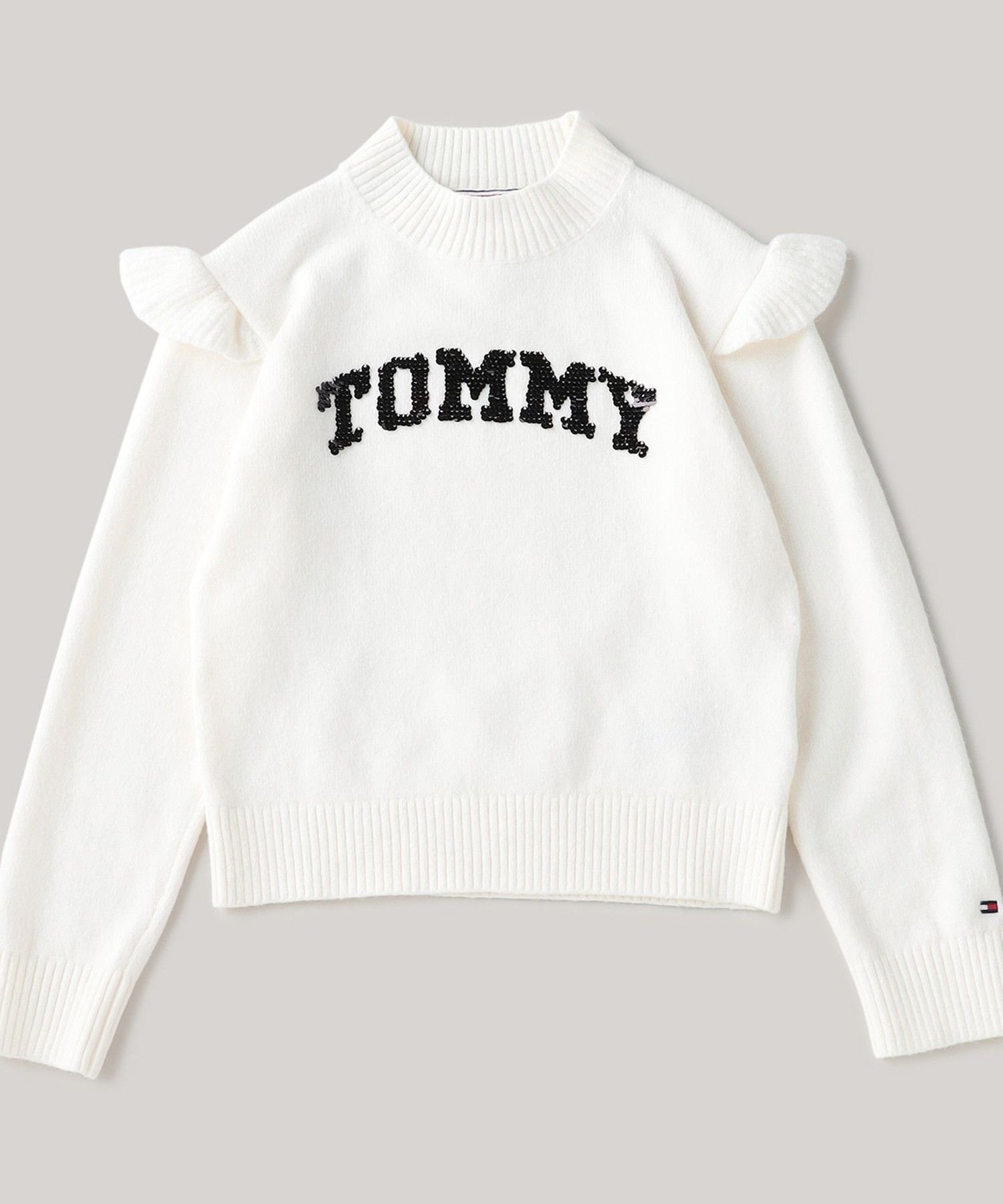 Девичьи шлёпанцы Tommy, свитер с пайетками TOMMY HILFIGER, White Z00