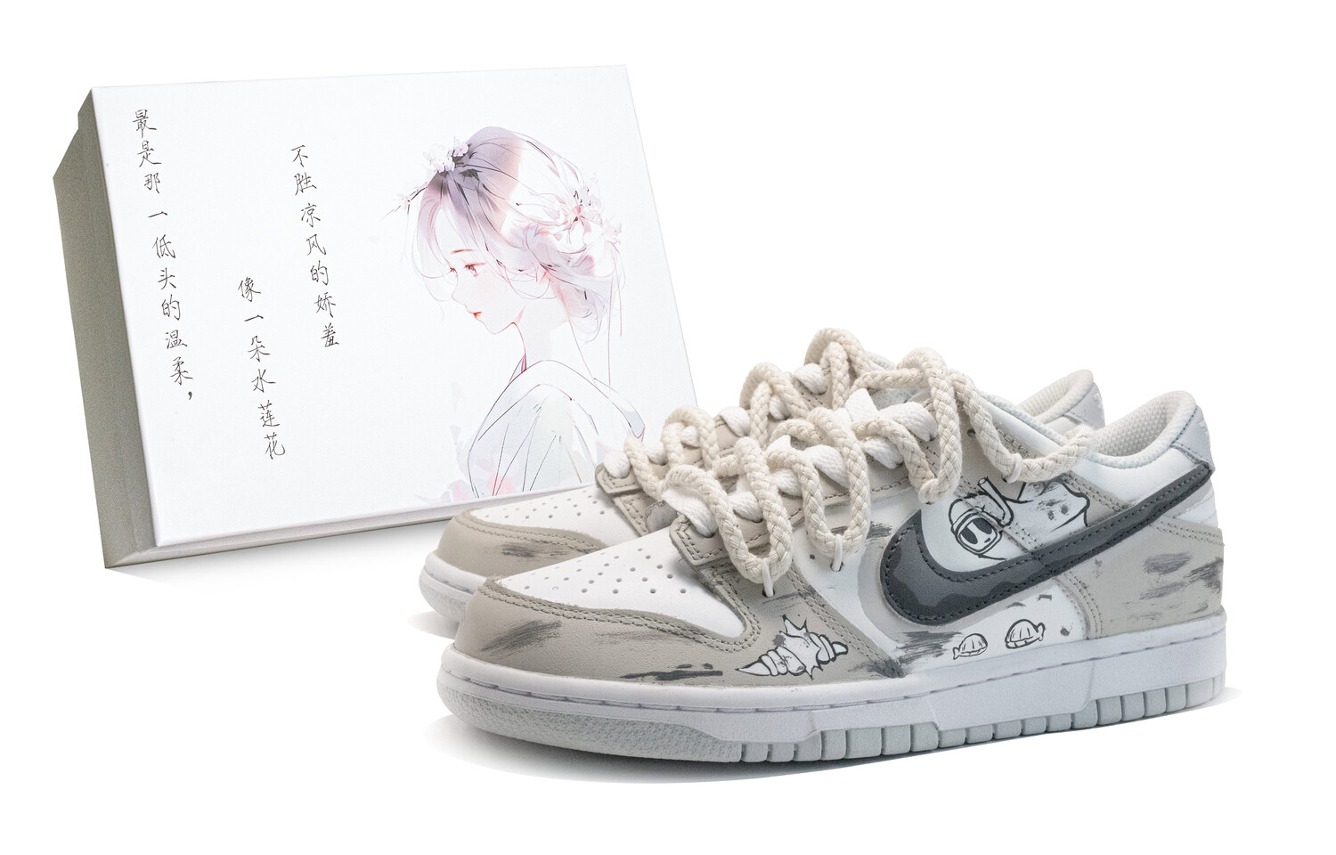 

Кроссовки Nike Dunk Skateboarding Shoes Women's Low-top Sand/Grey/White, светло-серый