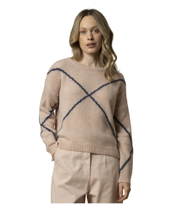 

Свитер с длинными рукавами и крестообразным узором Kocca, розовый