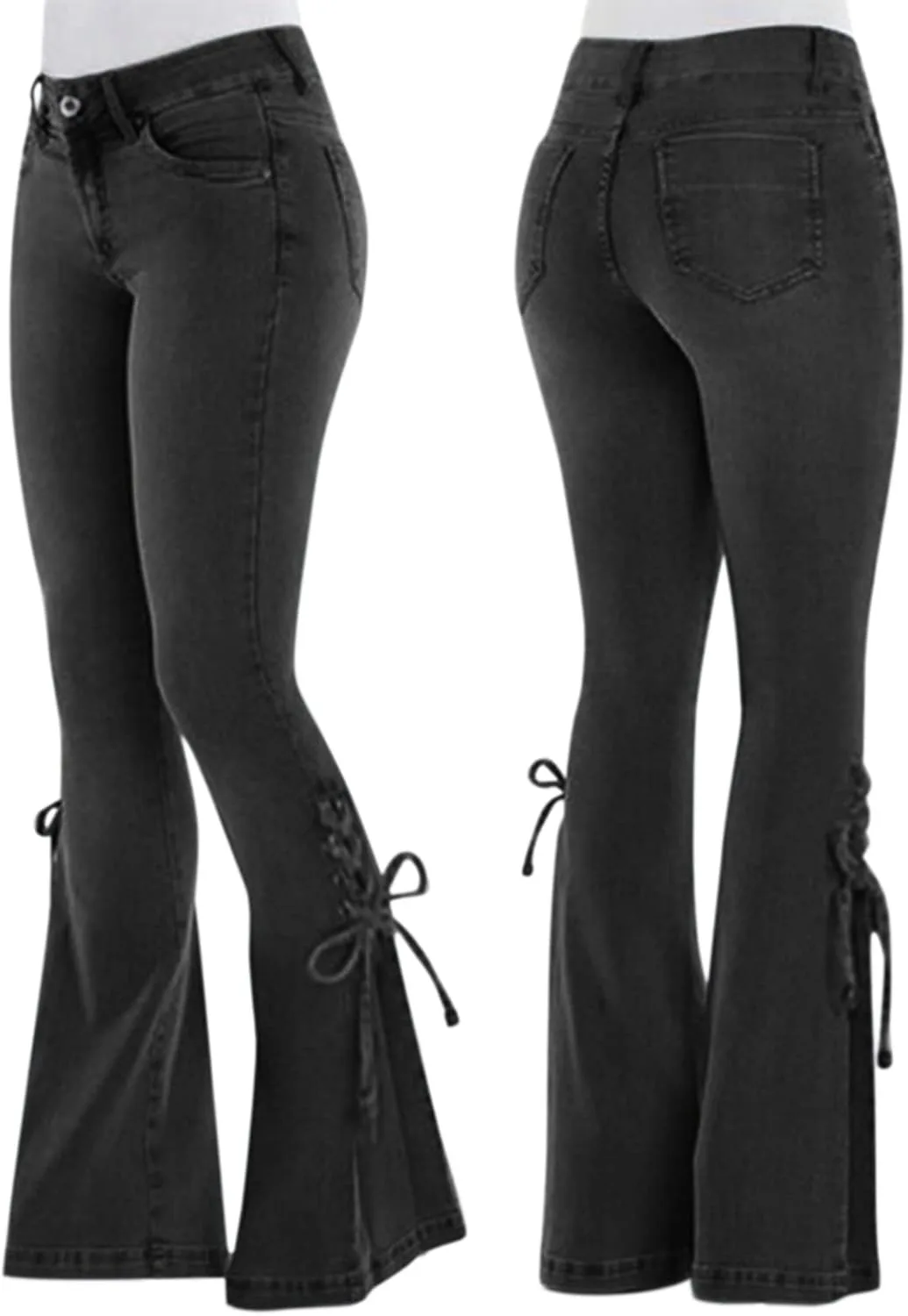 Женские джинсы mid-waist с застежкой на шнуровке — фото 3