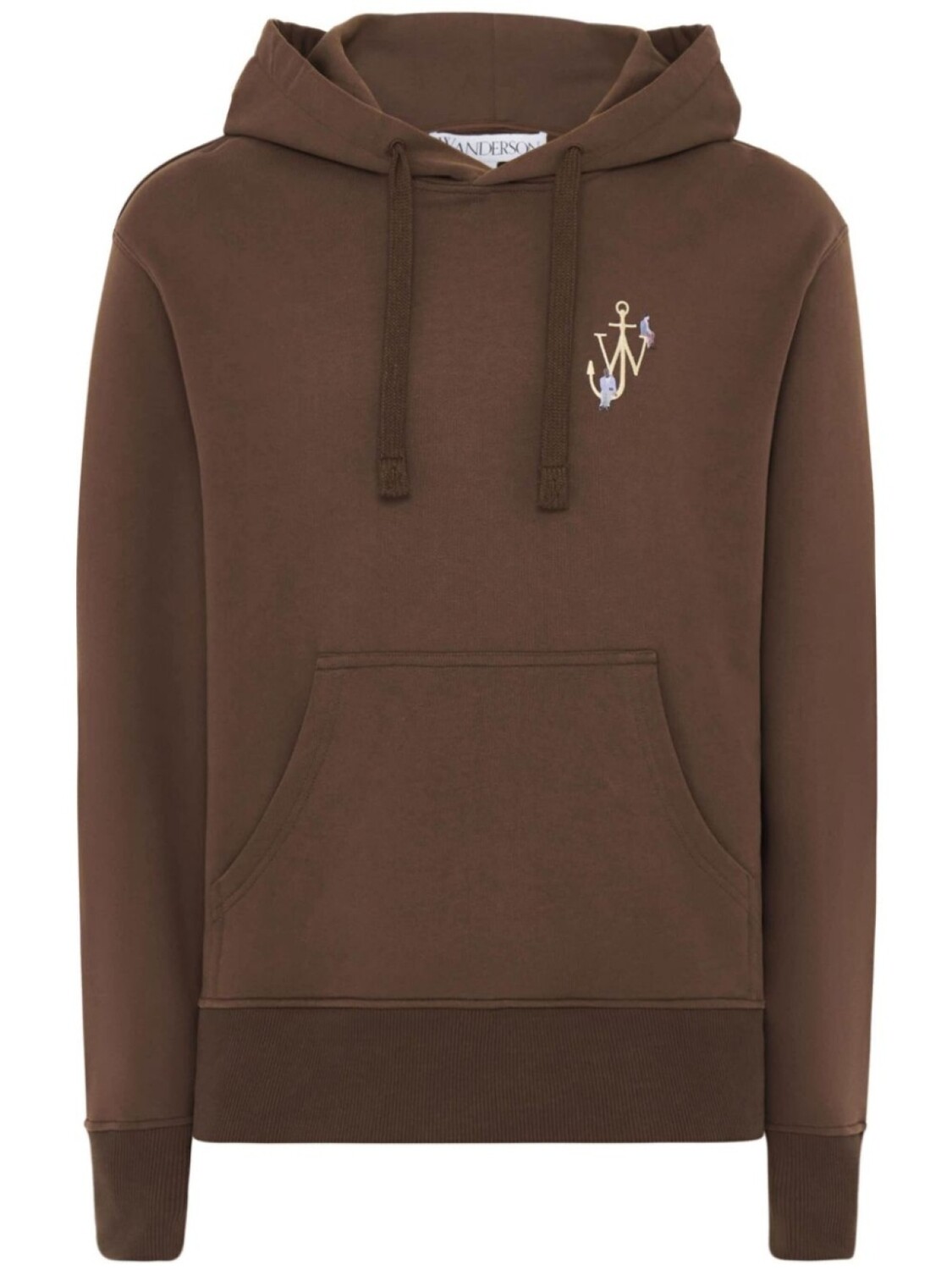 

Толстовка с капюшоном из хлопка с вышивкой JW Anderson, коричневый