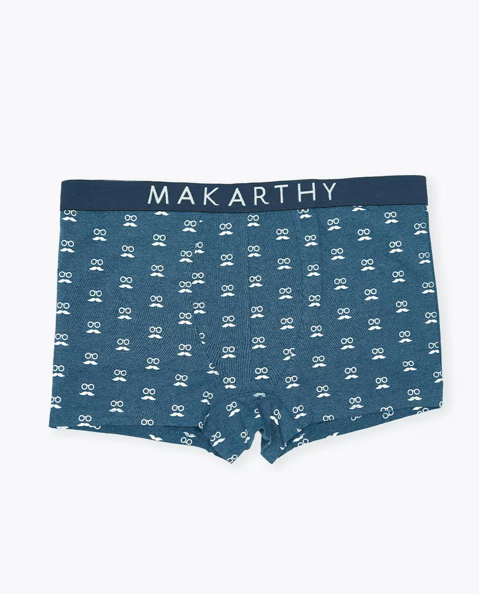

Трикотажные шорты-боксеры с фантазийным принтом Makarthy, голубой