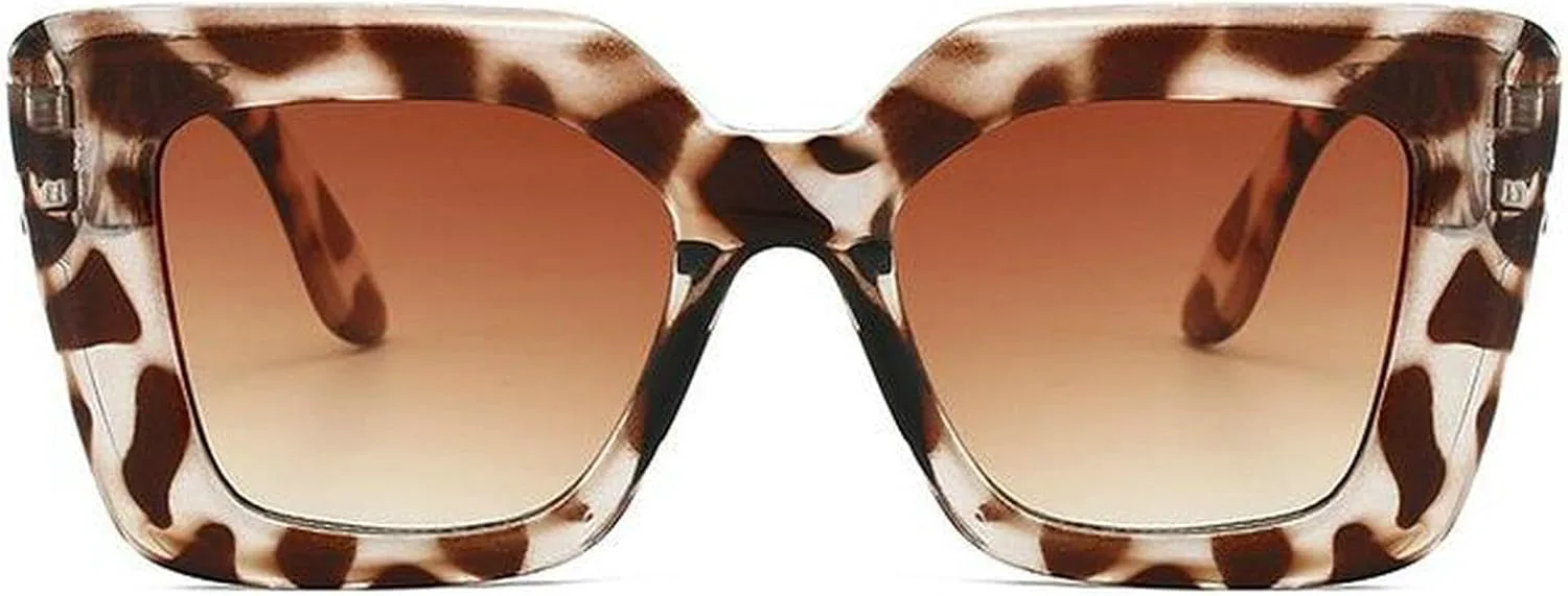 

Винтажные солнцезащитные очки для женщин и мужчин, квадратная оправа, солнцезащитные очки в стиле ретро, ​​модные очки «кошачий глаз» mincl, White Leopard