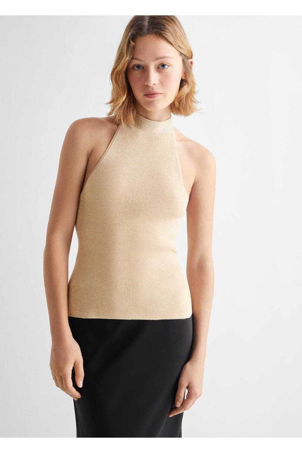 

Блузка с воротником халтер Mango, золотой, Желтый, Блузка с воротником халтер Mango, золотой