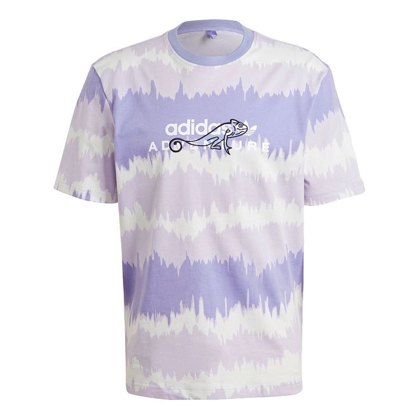 

Футболка adidas originals Adv Aop T Shirt Printing Sports Round Neck Short Sleeve Purple, фиолетовый