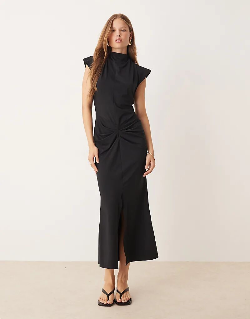 

Платье миди ASOS DESIGN с драпировкой спереди черного цвета