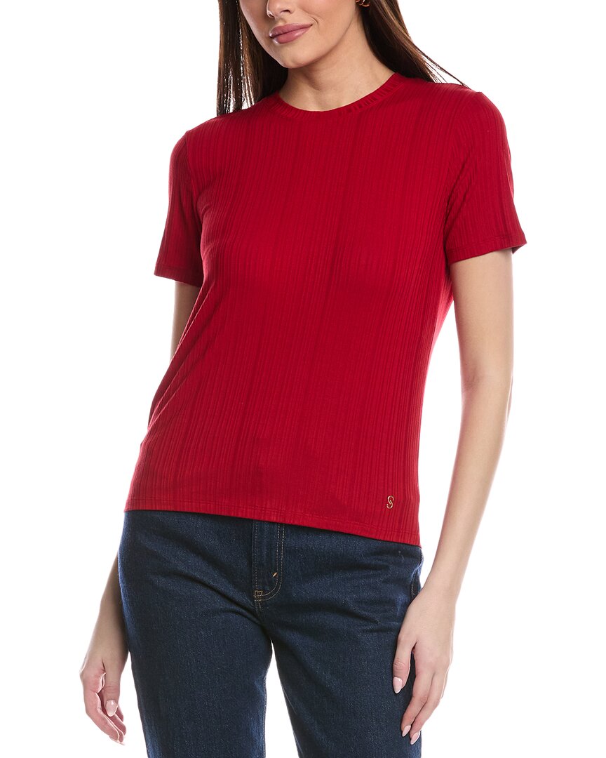 

St. John Sleek Rib Jersey Трикотажный топ, красный