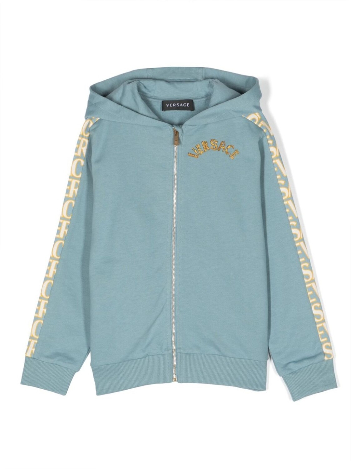 

Versace Kids худи на молнии с вышитым логотипом, синий