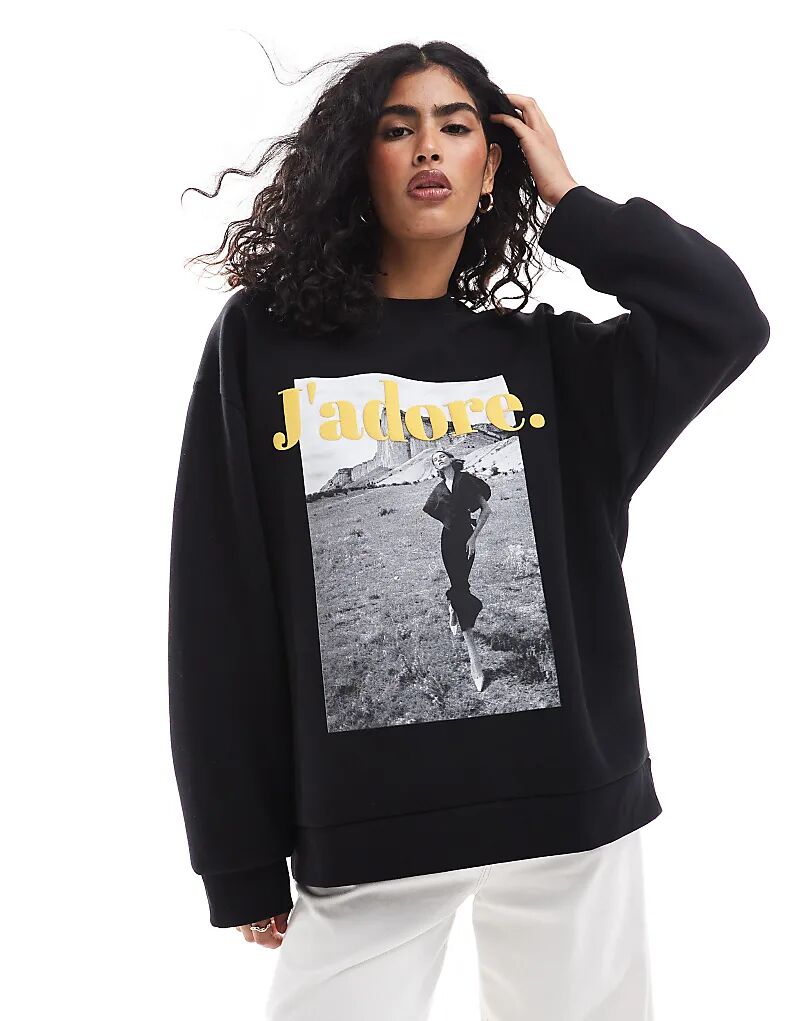 

Толстовка с принтом j'adore черного цвета ASOS DESIGN