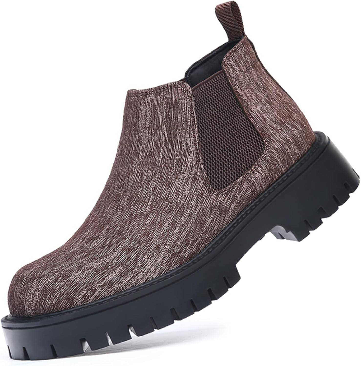 

Мужские ботинки Chelsea с массивной подошвой из натуральной кожи, без шнуровки Yrzhgdl, коричневый