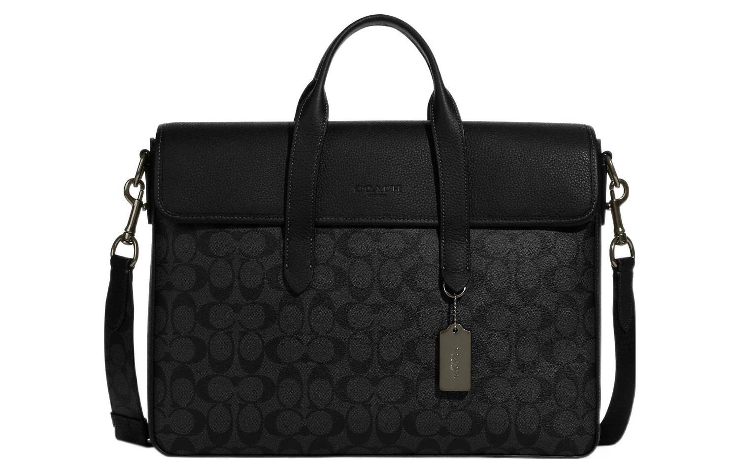 

Салливан Кожаная Сумка Портфель Через Плечо Большого Размера Мужская Черная COACH