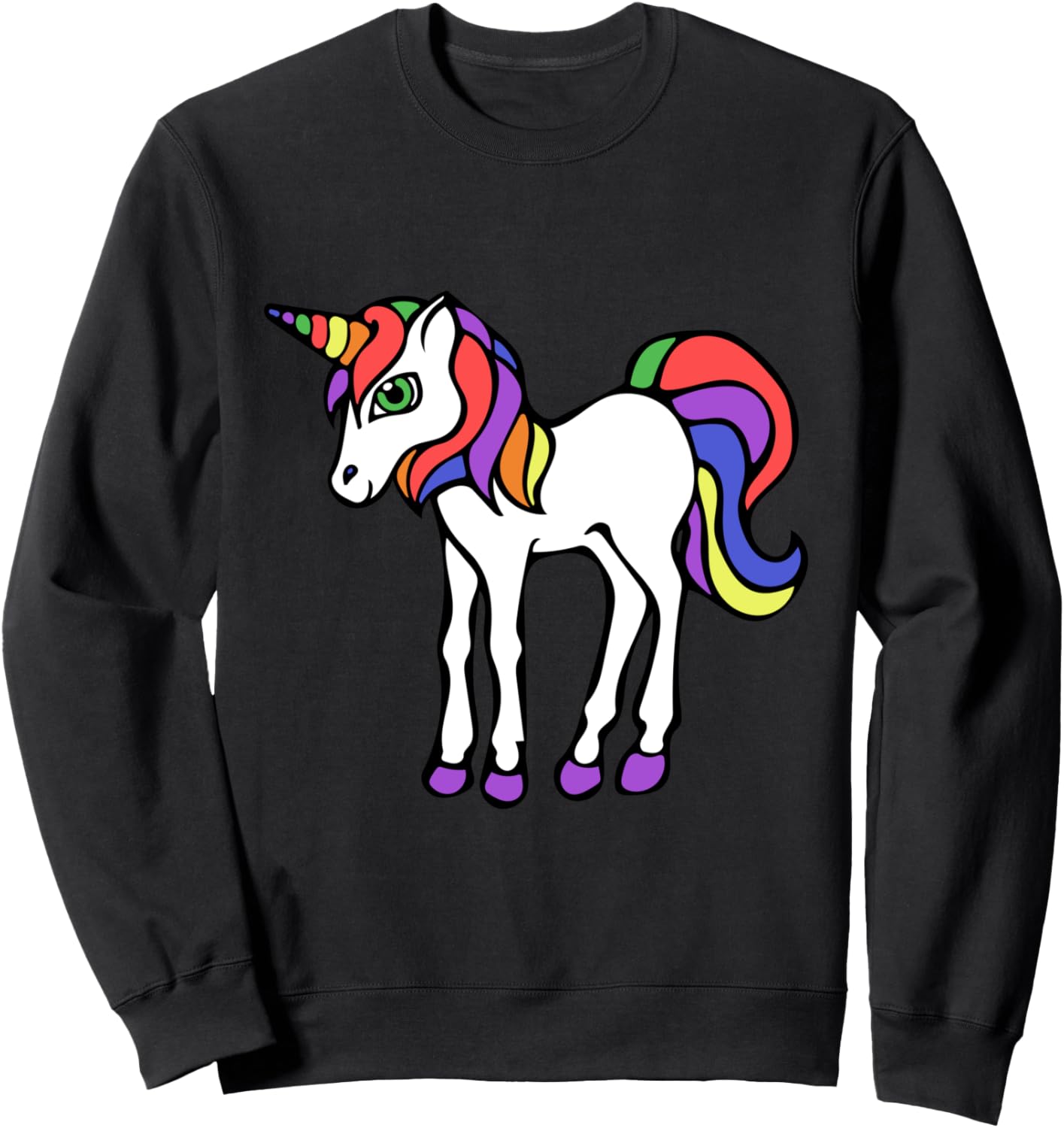

Милый единорог, радужный рисунок, забавная толстовка с единорогом Cat Snugg, черный