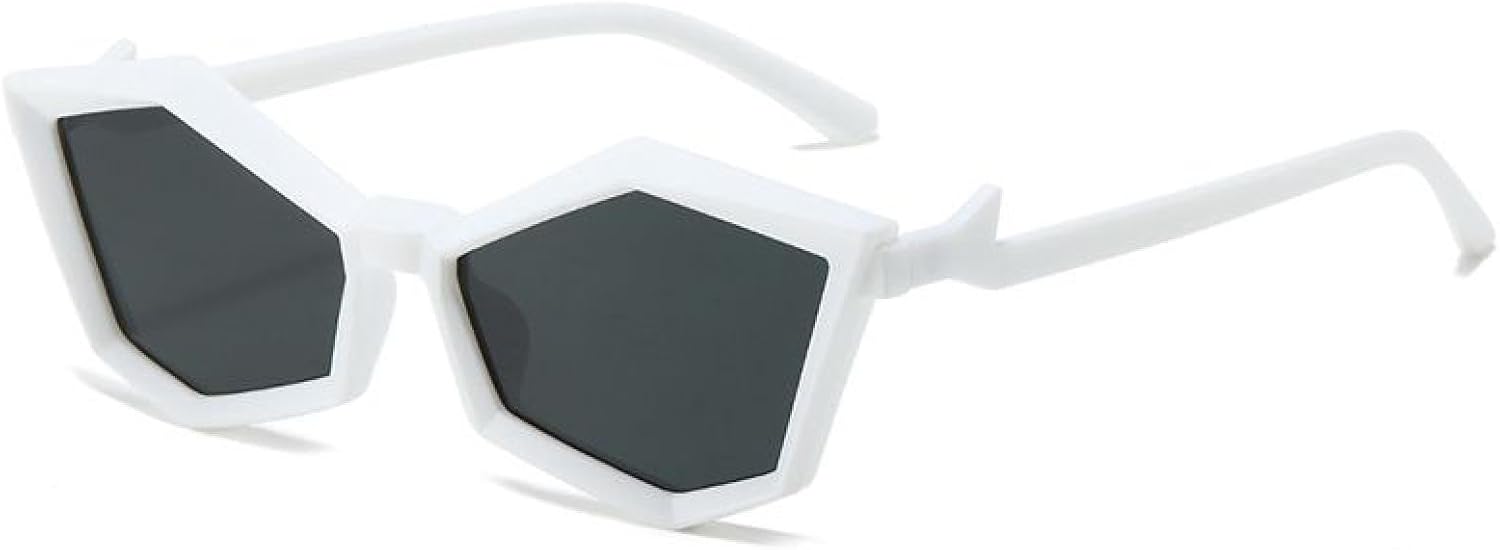 

Модные солнцезащитные очки Polygon Punk для женщин и мужчин, роскошные, в форме «кошачий глаз», неправильной формы, с защитой от УФ-излучения UV400 TVTBBVV, C2whitegrey