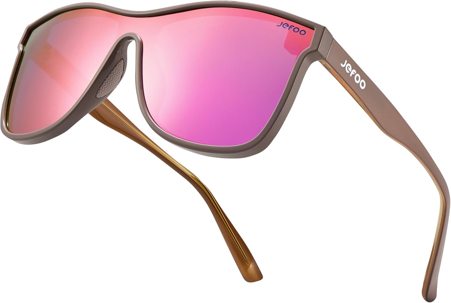 

Солнцезащитные очки Jefoo с поляризацией для мужчин, модные зеркальные очки для женщин, солнцезащитные очки с отражающей поверхностью и защитой от УФ-излучения, Apricot Frame / Pink Mirrored Lens