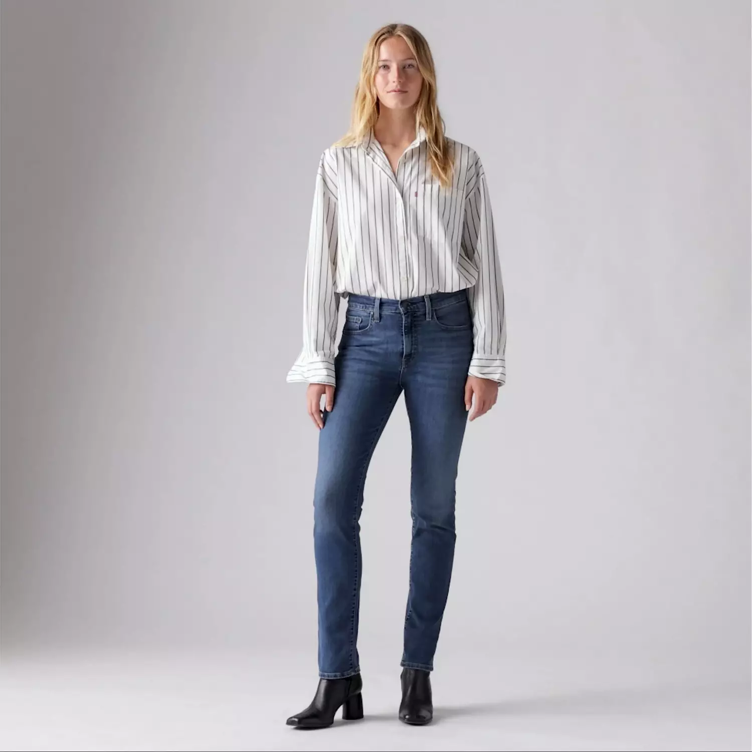 724 узкие прямые женские джинсы с высокой посадкой Levi's, цвет Way Way Back - Medium Wash — фото 4