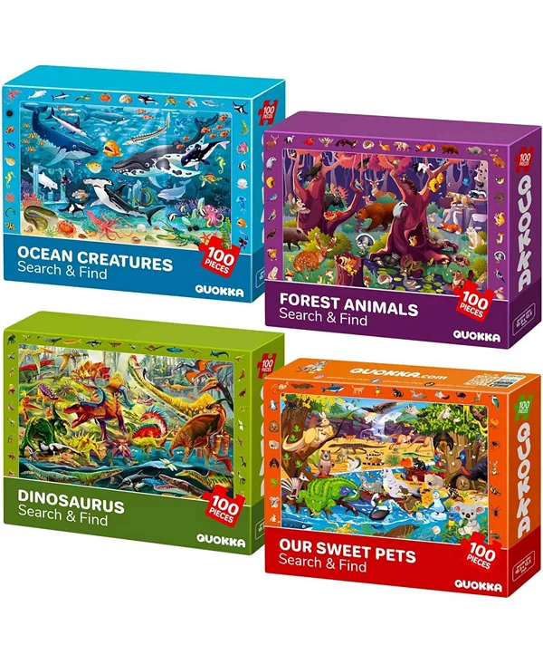 

4X100 шт. пазлов «Найди и найди» для детей 4-6 лет Quokka, animals