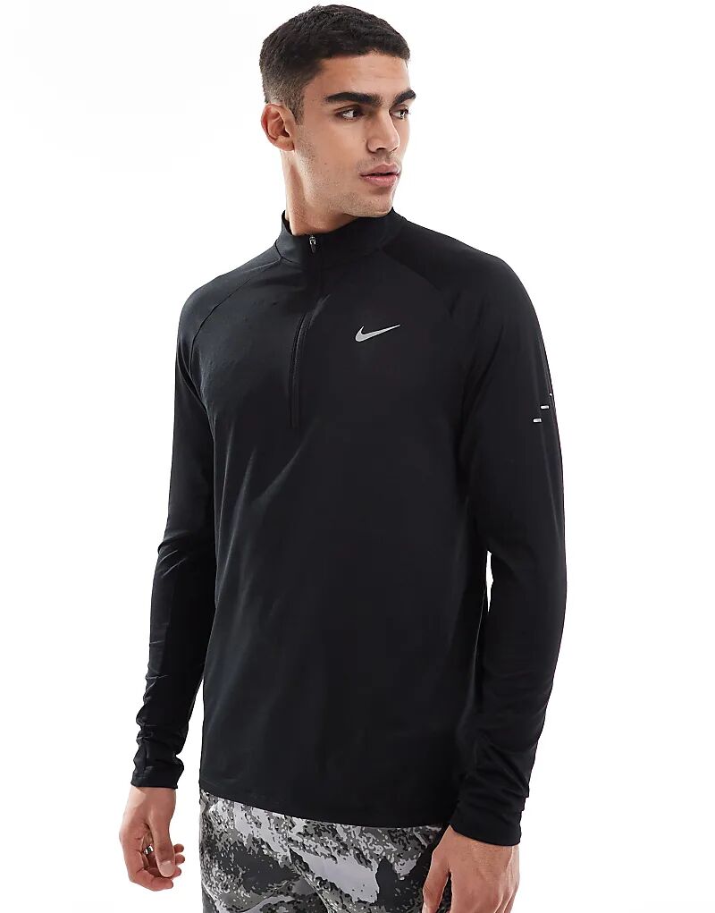 

Футболка с длинным рукавом и застежкой-молнией Nike Running Stride Dri-FIT черного цвета
