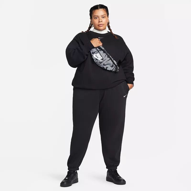 Женский свободный свитшот с круглым вырезом из флиса Nike Sportswear Phoenix (большие размеры), черный — фото 2